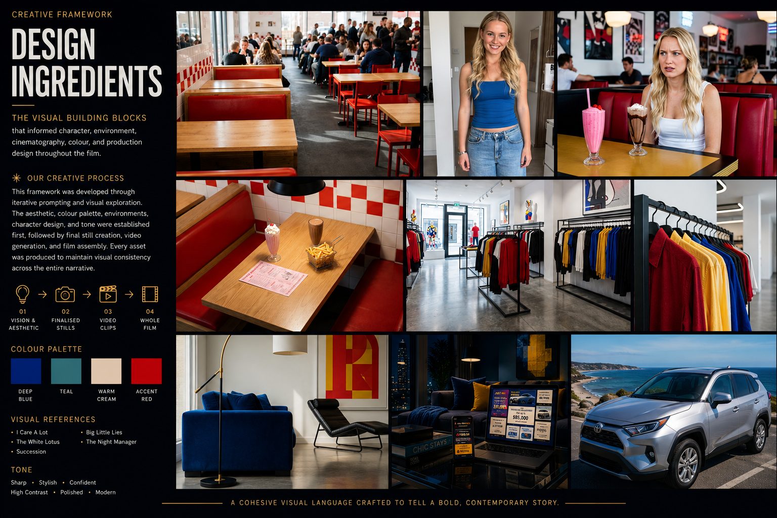 The design ingredients moodboard for the film.